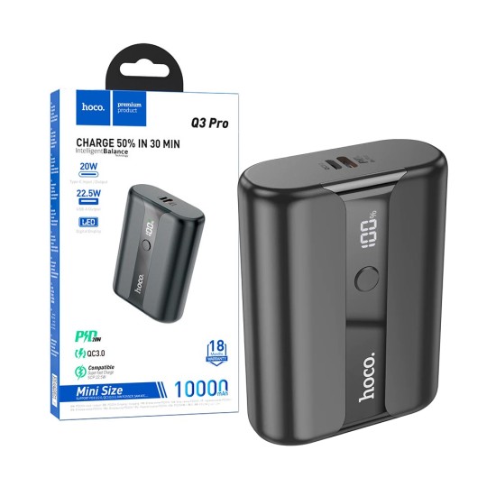 Hoco Power Bank Q3 Pro with Light Display and Input Type-C 10000mAh Black